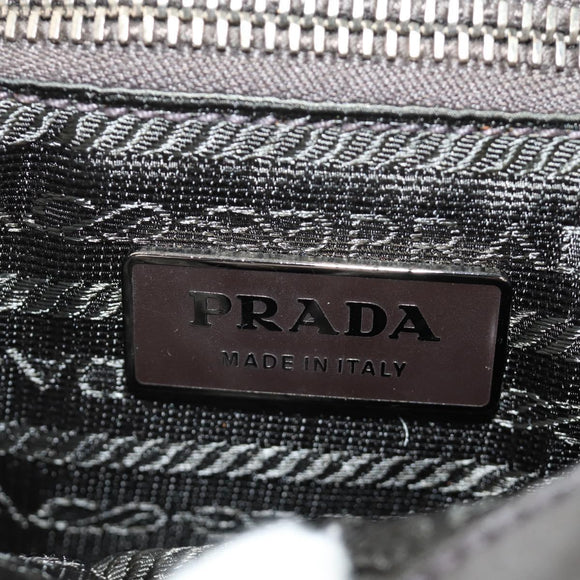 PRADA Chain Shoulder Bag Canvas Brown Silver Auth 185603SM