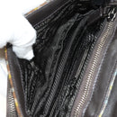 PRADA Chain Shoulder Bag Canvas Brown Silver Auth 185603SM-9