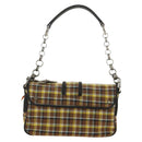 PRADA Chain Shoulder Bag Canvas Brown Silver Auth 185603SM-2