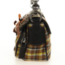 PRADA Chain Shoulder Bag Canvas Brown Silver Auth 185603SM-3