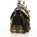 PRADA Chain Shoulder Bag Canvas Brown Silver Auth 185603SM-4