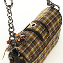 PRADA Chain Shoulder Bag Canvas Brown Silver Auth 185603SM-6