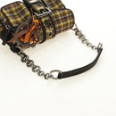 PRADA Chain Shoulder Bag Canvas Brown Silver Auth 185603SM-7