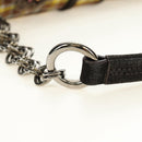 PRADA Chain Shoulder Bag Canvas Brown Silver Auth 185603SM-14