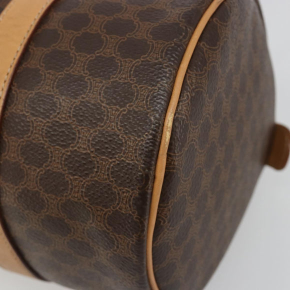 CELINE Macadam Canvas Shoulder Bag PVC Leather Brown Gold Auth 185605A