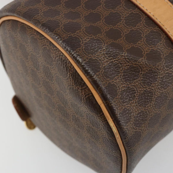 CELINE Macadam Canvas Shoulder Bag PVC Leather Brown Gold Auth 185605A
