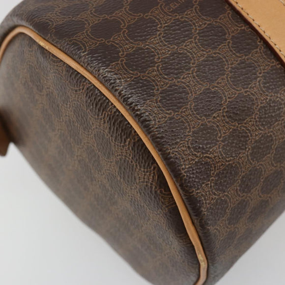 CELINE Macadam Canvas Shoulder Bag PVC Leather Brown Gold Auth 185605A