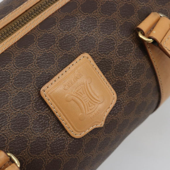 CELINE Macadam Canvas Shoulder Bag PVC Leather Brown Gold Auth 185605A