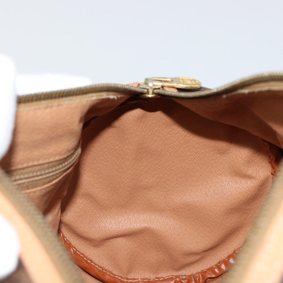 CELINE Macadam Canvas Shoulder Bag PVC Leather Brown Gold Auth 185605A