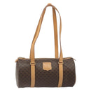 CELINE Macadam Canvas Shoulder Bag PVC Leather Brown Gold Auth 185605A-13