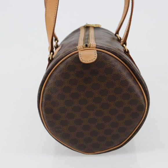 CELINE Macadam Canvas Shoulder Bag PVC Leather Brown Gold Auth 185605A