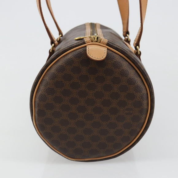 CELINE Macadam Canvas Shoulder Bag PVC Leather Brown Gold Auth 185605A