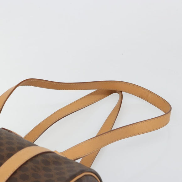 CELINE Macadam Canvas Shoulder Bag PVC Leather Brown Gold Auth 185605A