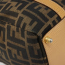 FENDI Zucca Canvas Handtas Zwart Bruin Auth 185608A-16