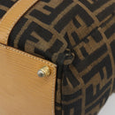 FENDI Zucca Canvas Handtas Zwart Bruin Auth 185608A-17