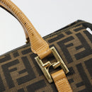 FENDI Zucca Canvas Handtas Zwart Bruin Auth 185608A-19