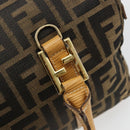 FENDI Zucca Canvas Handtas Zwart Bruin Auth 185608A-9