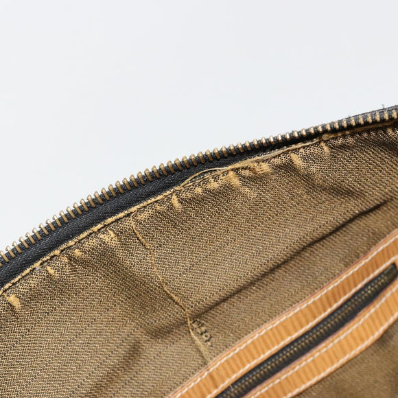 FENDI Zucca Canvas Handtas Zwart Bruin Auth 185608A