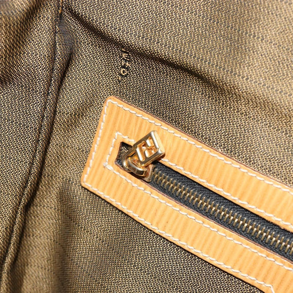 FENDI Zucca Canvas Handtas Zwart Bruin Auth 185608A