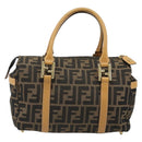 FENDI Zucca Canvas Handtas Zwart Bruin Auth 185608A-2