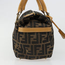 FENDI Zucca Canvas Handtas Zwart Bruin Auth 185608A-4