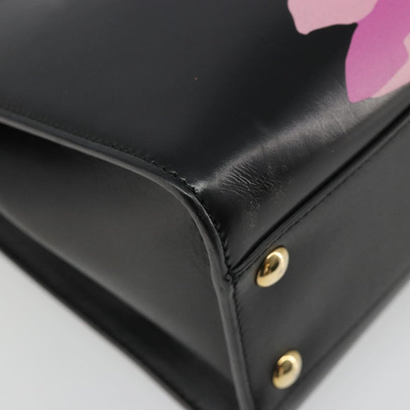 Salvatore Ferragamo Gancini Hand Bag Leather Black Gold Auth 185609A