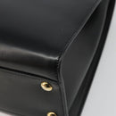 Salvatore Ferragamo Gancini Hand Bag Leather Black Gold Auth 185609A-12
