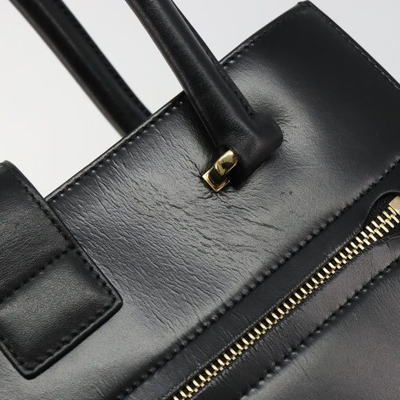 Salvatore Ferragamo Gancini Hand Bag Leather Black Gold Auth 185609A