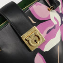 Salvatore Ferragamo Gancini Hand Bag Leather Black Gold Auth 185609A-15