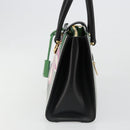 Salvatore Ferragamo Gancini Hand Bag Leather Black Gold Auth 185609A-4