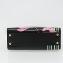 Salvatore Ferragamo Gancini Hand Bag Leather Black Gold Auth 185609A-9