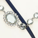 Miu Miu Nappa Crystal Matelasse Hand Bag Leather 3way Blue Silver Auth 185610SM-16
