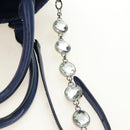 Miu Miu Nappa Crystal Matelasse Hand Bag Leather 3way Blue Silver Auth 185610SM-17
