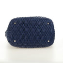 Miu Miu Nappa Crystal Matelasse Hand Bag Leather 3way Blue Silver Auth 185610SM-5