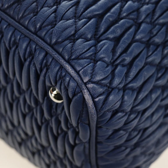 Miu Miu Nappa Crystal Matelasse Hand Bag Leather 3way Blue Silver Auth 185610SM