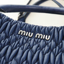 Miu Miu Nappa Crystal Matelasse Hand Bag Leather 3way Blue Silver Auth 185610SM-25