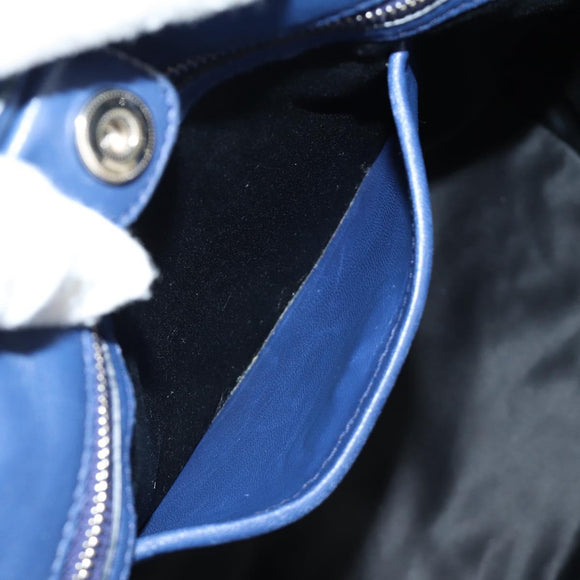 Miu Miu Nappa Crystal Matelasse Hand Bag Leather 3way Blue Silver Auth 185610SM