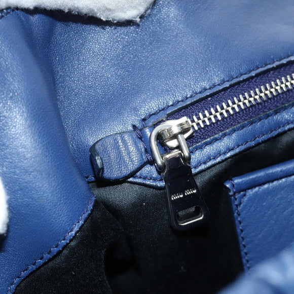 Miu Miu Nappa Crystal Matelasse Hand Bag Leather 3way Blue Silver Auth 185610SM