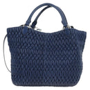 Miu Miu Nappa Crystal Matelasse Hand Bag Leather 3way Blue Silver Auth 185610SM-2