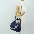 Miu Miu Nappa Crystal Matelasse Hand Bag Leather 3way Blue Silver Auth 185610SM-32