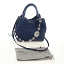 Miu Miu Nappa Crystal Matelasse Hand Bag Leather 3way Blue Silver Auth 185610SM-12