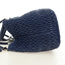 Miu Miu Nappa Crystal Matelasse Hand Bag Leather 3way Blue Silver Auth 185610SM-3