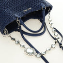 Miu Miu Nappa Crystal Matelasse Hand Bag Leather 3way Blue Silver Auth 185610SM-8