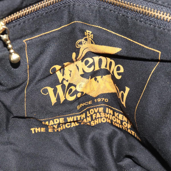 Vivienne Westwood Tote Bag Canvas Orange Gold Auth 185611A