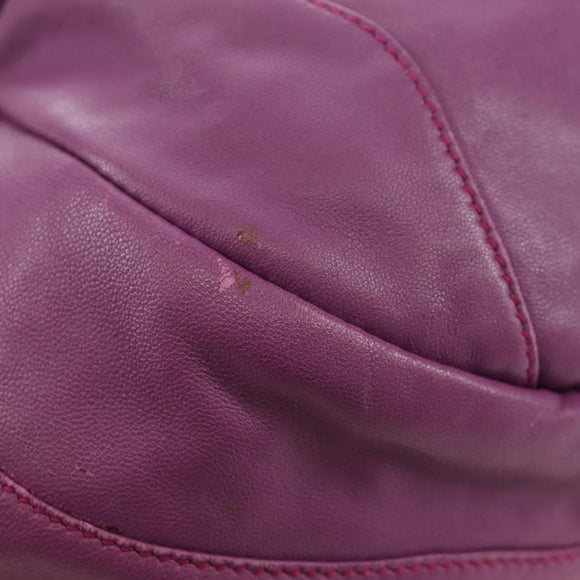 PRADA Shoulder Bag Leather 2way Purple Gold Auth 185613M