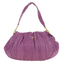 PRADA Shoulder Bag Leather 2way Purple Gold Auth 185613M-13