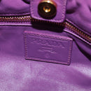 PRADA Shoulder Bag Leather 2way Purple Gold Auth 185613M-25