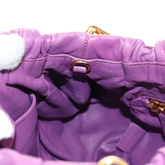 PRADA Shoulder Bag Leather 2way Purple Gold Auth 185613M