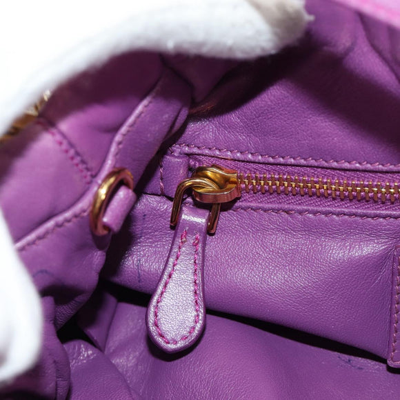 PRADA Shoulder Bag Leather 2way Purple Gold Auth 185613M