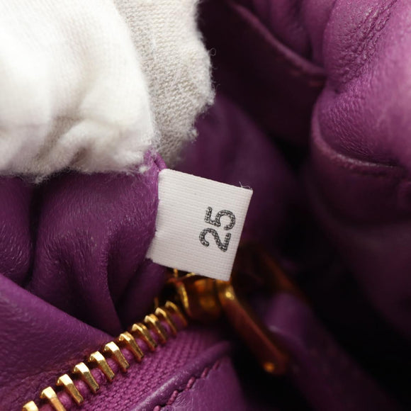 PRADA Shoulder Bag Leather 2way Purple Gold Auth 185613M
